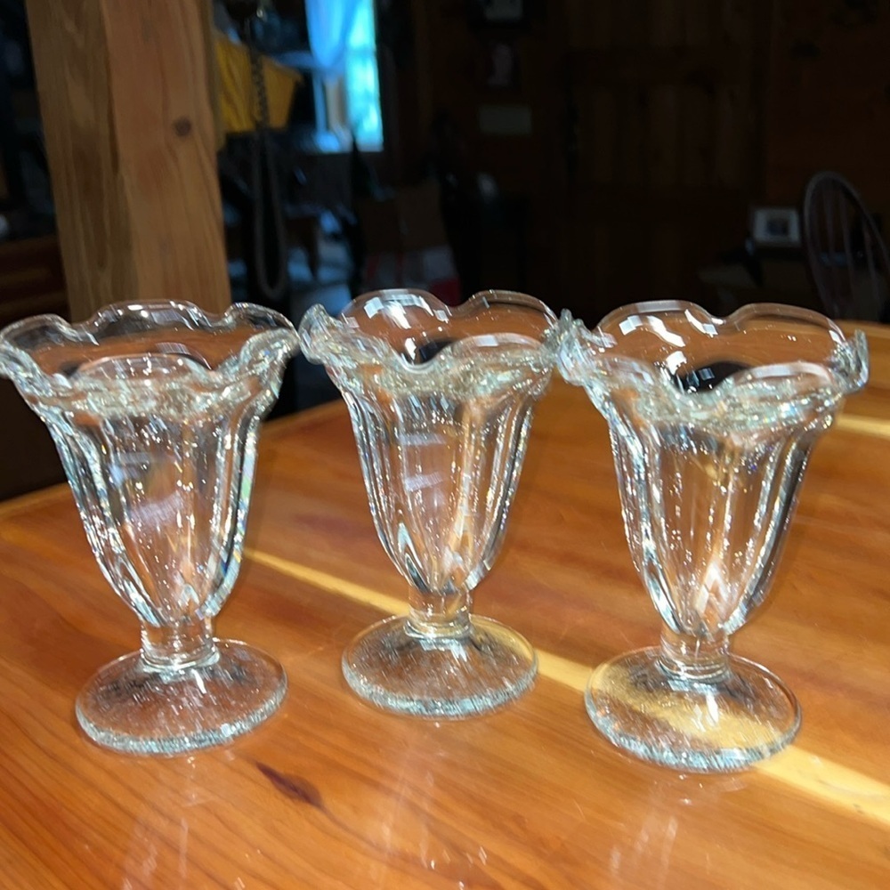 Vintage Libbey Ice Cream Sundae Parfait Glass Clear Soda Parlor Glass Set of 3